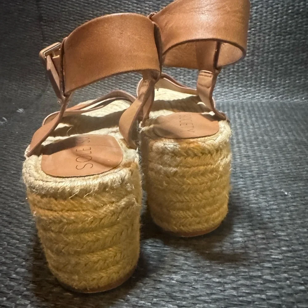 Sole Society Brown Espadrille Wedge Sandals